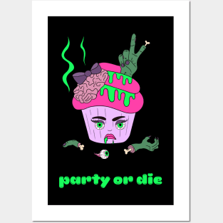 Cute and creepy Halloween zombie cup cake - party or die Posters and Art